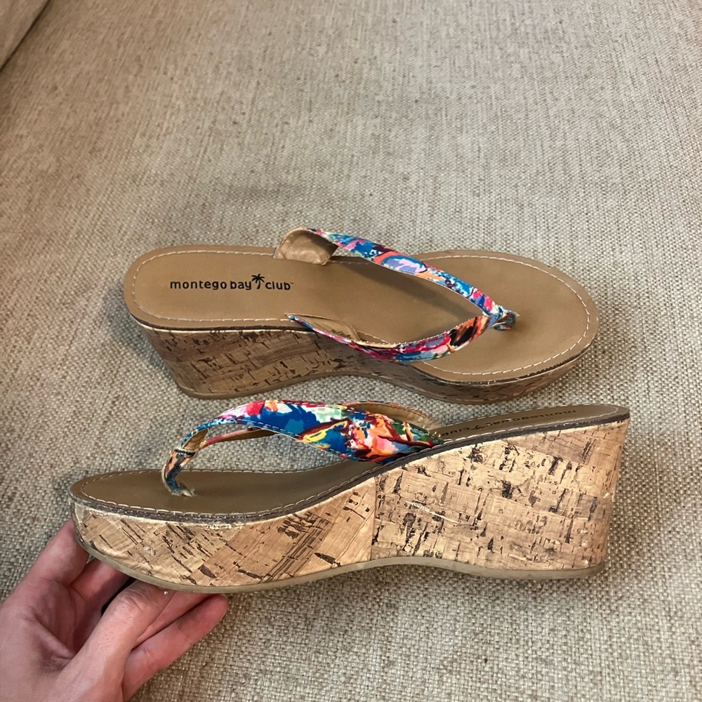 Montego Bay club cork wedges with colorful straps